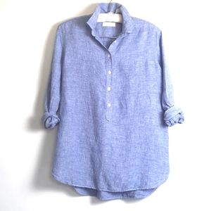 Uniqlo Womens Tunic Blouse Top, Blue w White Pokadot.  Size Large